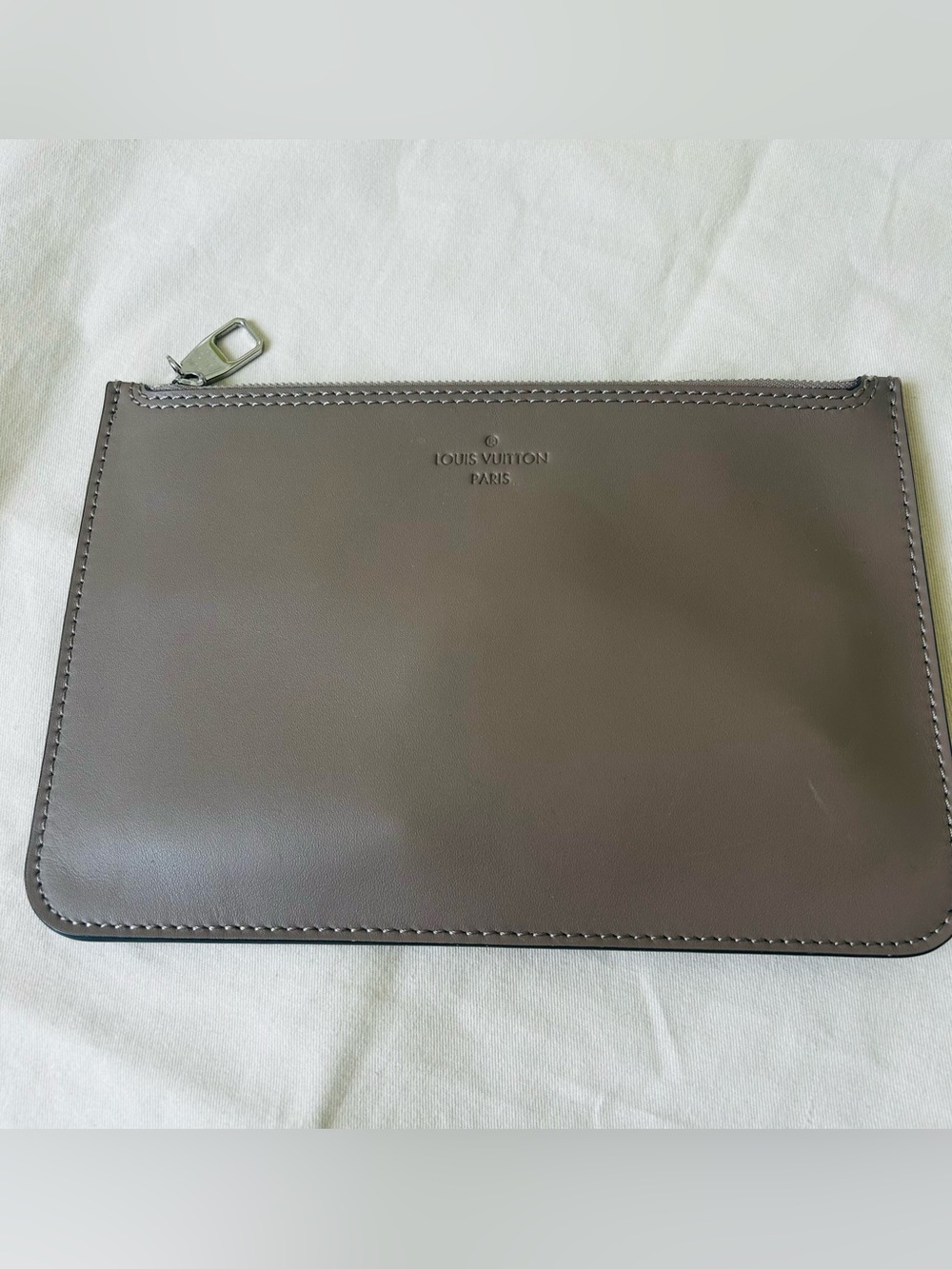 Taupe-Brown Leather Purse Organizer Pouch
